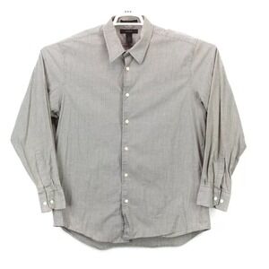 Express‎ Mens Shirt XL Casual Button Up Long Sleeve Collared Gray White Striped